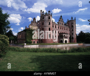 Schlossruine, Landschaftspark, Neues Schloss Im Fuerst von Pueckler-Muskau-Park, Bad Muskau, Neiße, Oberlausitz, Sachsen Stockfoto