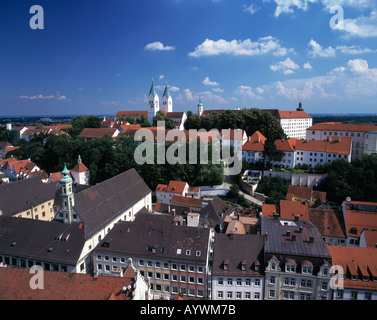 Panoramaansicht, Romanischer Dom St. Maria Und Korbinian in Freising, Isar, Oberbayern Stockfoto