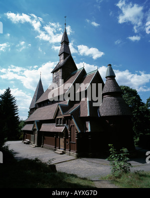 Gustav-Adolf-Kirche, Nordische Stabkirche, Holzkirche, Goslar-Hahnenklee-Bockswiese, Naturpark Harz, Niedersachsen Stockfoto