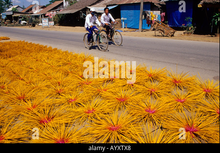 Räucherstäbchen Sie draying an der Straße. Long Xuyen Mekong-Delta. Vietnam Stockfoto