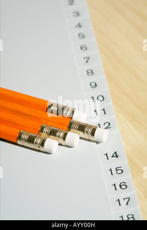 Stifte in einem register Stockfoto