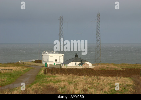 Coast Guard Station bei Flamborough Head North Yorkshire auf stürmischer Tag Stockfoto