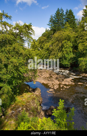 Falls der Dochart auf dem River Dochart bei Killin in den schottischen Highlands in Perthshire Stockfoto