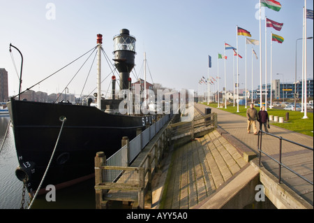 Verschmähen Sie, schwimmende Feuerschiff ankern in Hull Marina East Yorkshire England UK Stockfoto