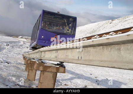 Standseilbahn in Winter - Cairngorm Mountains, Schottland Stockfoto