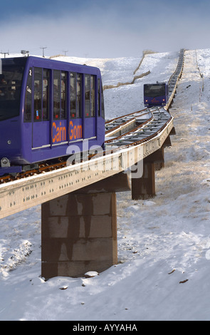 Standseilbahn in Winter - Cairngorm Mountains, Schottland Stockfoto