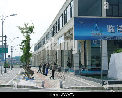 Bauarbeiter in Lingang New City in der Nähe von Shanghai China Stockfoto