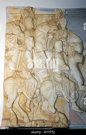 Modellierte Relief stammt aus der Bogen des Septimus Severus in Leptis Magna ausgestellt im National Museum, Tripolis, Libyen Stockfoto