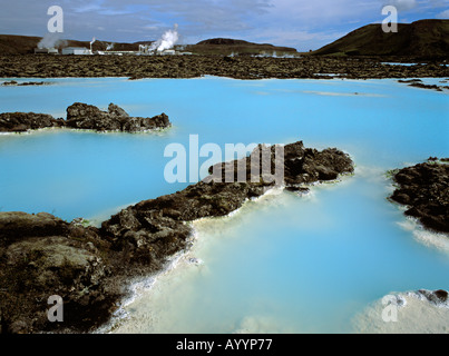 Svartsengi geothermische Kraftwerk in der Nähe von Blue Lagoon Island Stockfoto