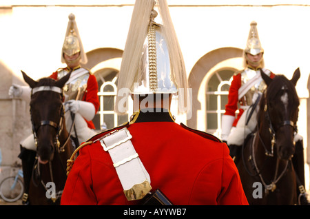 Trooper of the Queens Life Guards der Household Cavalry Horseguards Parade Whitehall London montiert Stockfoto