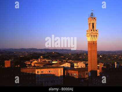 Piazza del Campo und Torre del Mangia Siena Toskana Italien Stockfoto