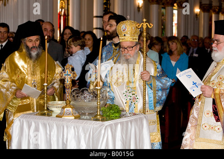 Heilige drei Könige feiern St. Nikolaus griechisch orthodoxe Kirche Tarpon Springs Florida Stockfoto