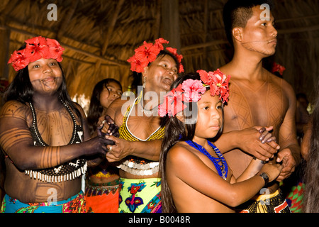 Embera Indianer Tanz Chagres River Panama Stockfoto