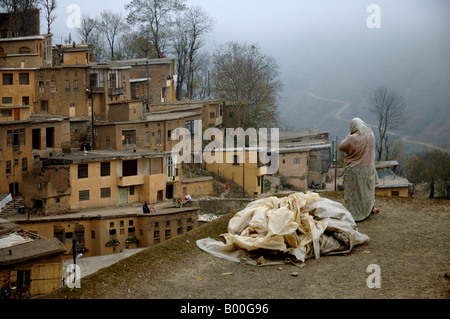 Gesamtansicht der Masuleh Dorf in der Nähe von Rasht, Iran. Stockfoto