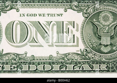 Detail der eine 1-Dollar-Banknote in Gott, dass wir Vertrauen Stockfoto