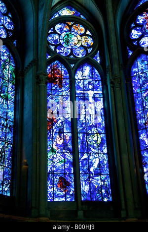Reims Frankreich, kirchliche Denkmäler "Kathedrale Notre-Dame" Detail Architektur Chagall "Kirchenfenster" Stockfoto
