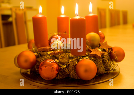 Adventskranz, 4. Advent Sonntag Stockfoto