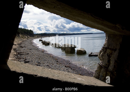 Roseisle Strand aus in einen Bunker Stockfoto