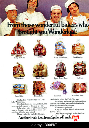 1970er Jahre Magazin Werbung für Wonderloaf Bäckerei Early Bird Brötchen Baps Brötchen und Gebäck 1973 für nur zur redaktionellen Nutzung Stockfoto