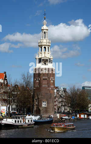 der 16. Jahrhundert mittelalterliche Montelbaansturm Teil der Stadt Verteidigung tower Amsterdam-Niederlande-Nord-Holland-Europa Stockfoto