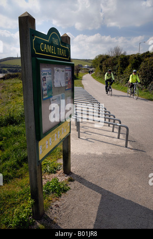 Radfahrer auf Camel Trail in der Nähe von Padstow, Cornwall Stockfoto