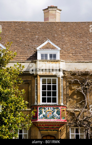 Wappen über dem Eingang des Meisters Lodge im ersten Hof, Christi College, Cambridge Stockfoto