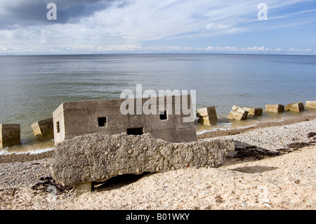 Reste von einem WW2 pillbox Stockfoto