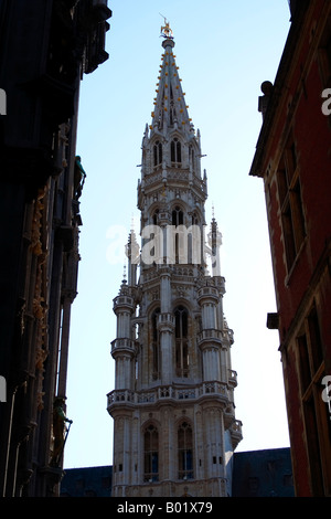 Rathausturm Brüssel, April 2008 Stockfoto