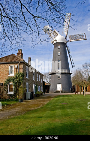 Die fünf segelte Hoyle Mühle in Alford Lincolnsire ca. 1837 Stockfoto