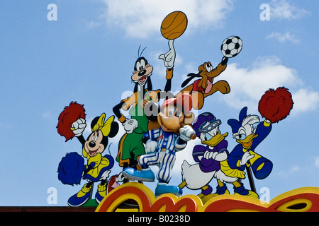 Team Mickey-Mouse-Schild am Downtown Disney Marketplace in Orlando Florida USA Stockfoto