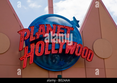 Planet Hollywood-Schild im Downtown Disney Marketplace in Orlando Florida USA Stockfoto