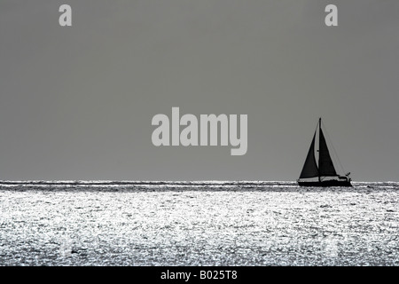 Boot auf dem Meer, Turners Beach, Antigua, Caribbean Stockfoto