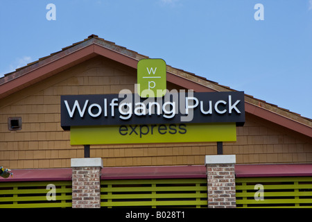 Wolfgang Puck Restaurant Schild am Downtown Disney Marketplace in Orlando Florida USA Stockfoto