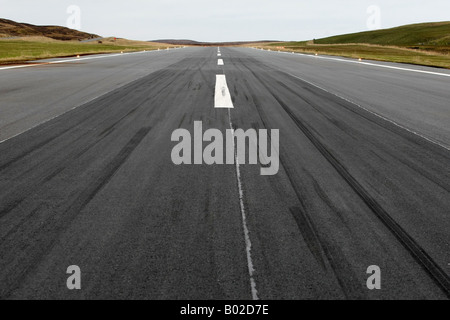 Die winzigen Flughafen Scatsta neben den Ölhafen Sullom Voe auf Shetland, Nordosten von Schottland, Großbritannien Stockfoto
