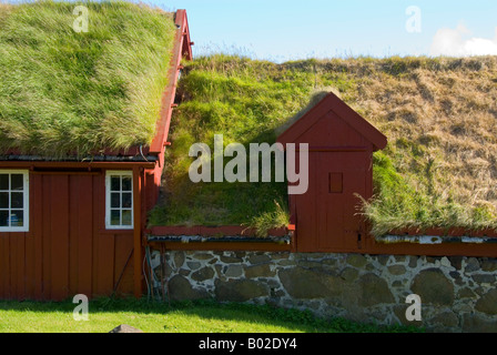 Holzbauten in der alten Stadt von Tinganes, Tórshavn, Färöer Inseln Stockfoto