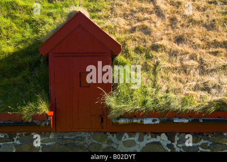 Holzbauten in der alten Stadt von Tinganes, Tórshavn, Färöer Inseln Stockfoto