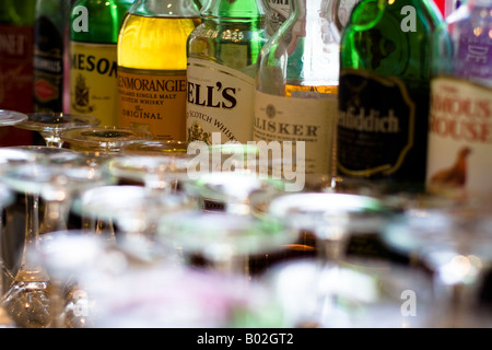 Bar-Getränke und Gläser Stockfoto