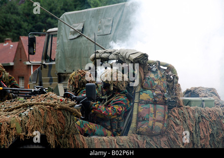 Recce oder Scout Team der belgischen Armee in Aktion. Stockfoto