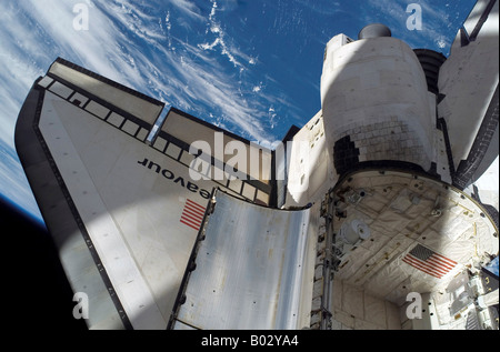 Space Shuttle Endeavour Steuerbordflügel. Stockfoto