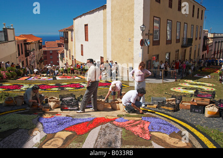 Orotava, La Alfombra (Teppich) De Corpus Christi Stockfoto