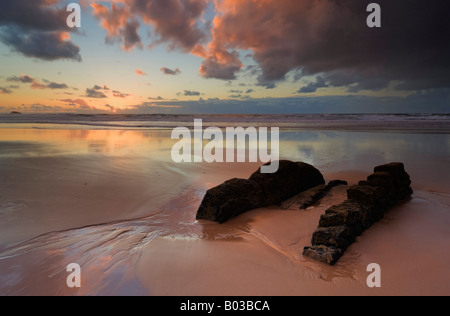 Sonnenuntergang am Castelejo Beach in der Nähe von Vila da Bispo Algarve Portugal EU Europa Stockfoto