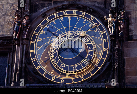 Alte astronomische Uhr am Rathaus in Prag Tschechien Stockfoto