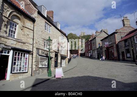 gepflasterten Straßen Lincoln City Zentrum Lincolnshire England uk gb Stockfoto