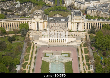 Ansicht des Palais De Chaillot aus der Eiffel tower Paris Frankreich. Stockfoto