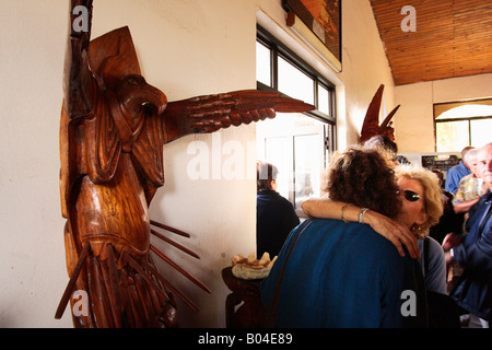 Sonntäglichen Messe in Hanga Roa Dorfkirche Osterinsel Pascua oder Rapa Nui Chile Stockfoto