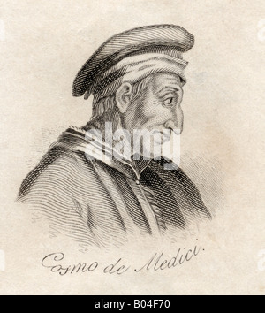 Cosimo di Giovanni de' Medici, 1389 - 1464. Italienischer Bankier und Politiker. Stockfoto