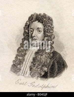 Sidney Godolphin, 1st Earl of Godolphin, 1645 - 1712. Britischer Politiker. Aus dem Buch Crabbs Historical Dictionary veröffentlicht 1825 Stockfoto