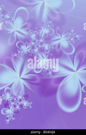 Ein Floreal Explosion auf einfache violettem Hintergrund zeichnen in Fraktale Kunst Stockfoto