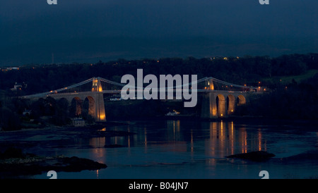 Menai Strait Hängebrücke Anglesey Gwynedd Nord-Wales Stockfoto