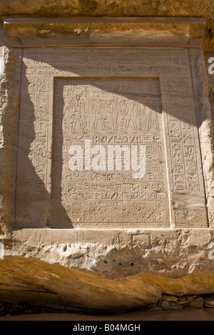 Stele am Gebel Silsilah Sandstein Steinbruch am Westufer des Nils, in der Nähe von Assuan, Süden von Ägypten Stockfoto